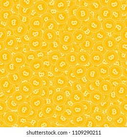 Bitcoin, internet currency coins seamless pattern. Trending scattered BTC coins. Big win or success concept. Cryptocurrency, digital small flat money pattern. Coin tile vector illustration.