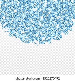 Bitcoin, internet currency notes falling. Small BTC bills on transparent background. Cryptocurrency, digital money. Alive vector illustration. Shapely jackpot, wealth or success concept.