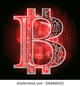 Bitcoin internet money.abstract HUD elements for UI UX design. Futuristic Sci-Fi user interface for app business, forex, finance, analytics . vector illustration for your design on a red pomegranate
