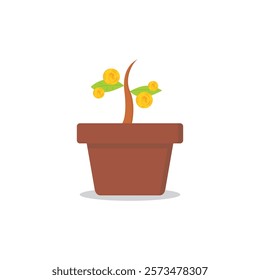 Bitcoin Investment Growth Illustration Set, Small Plant with Bitcoin Vector Bundle