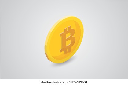 Bitcoin. Isometric bit coin icon.