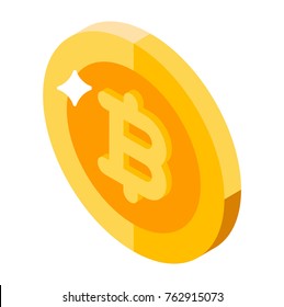 Bitcoin. Isometric bit coin icon. 