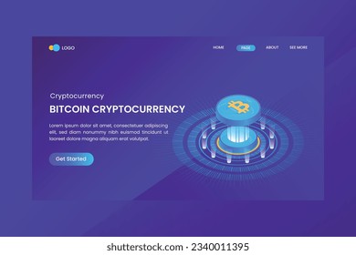 Bitcoin Isometric Cryptocurrency Landing Page