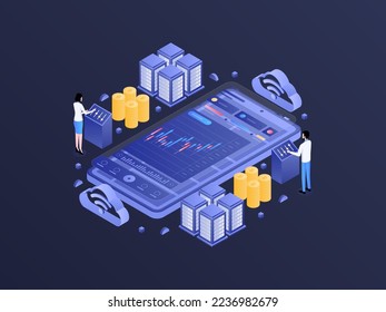 Bitcoin Isometric Dark Gradient Illustration. Suitable for Mobile App, Website, Banner, Diagrams, Infographics, and Other Graphic Assets.