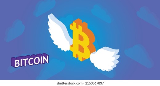 Icono de diseño isométrico de bitcoin. Ilustración web de vectores. 3.ª colorida concepción