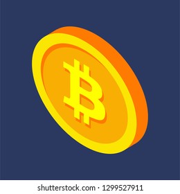 Bitcoin isometric icon. Bitcoin vector icon. Isometric vector illustration. - Vector