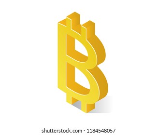 bitcoin isometric icons with ico blockchain concept, safe bitcoin, cryptocurrency mining, startup project isolated vector illustration