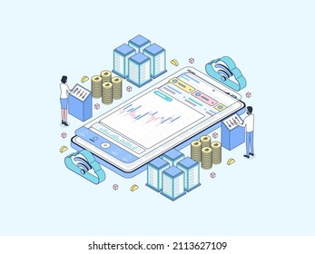 Bitcoin Isometric  Illustration Lineal Color. Suitable for Mobile App, Website, Banner, Diagrams, Infographics, and Other Graphic Assets.