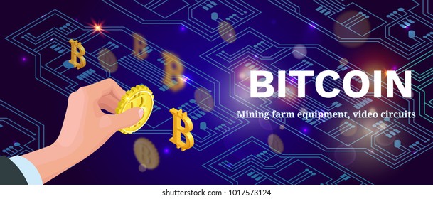 Bitcoin isometric isolated icon on computer monitor, cryptocurrency golden coin, digital money object, 3d vector illustration of modern financial symbol, wealth concept