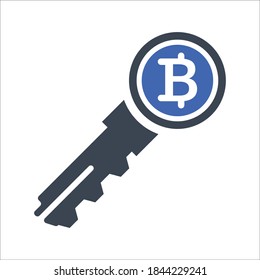 Bitcoin key icon, vector graphics