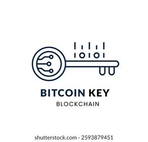 Bitcoin Key line Icon Set . Wallet, virtual, payment, crypto . Vector Illustration