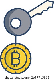 bitcoin key linear color icon design