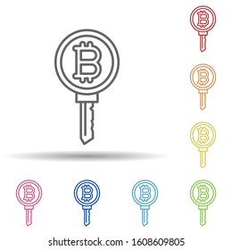 bitcoin, key multi color style icon. Simple thin line, outline vector of cryptocurrency icons for ui and ux, website or mobile application