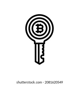 Bitcoin, key outline icons. Vector illustration. Editable stroke. Isolated icon suitable for web, infographics, interface and apps.