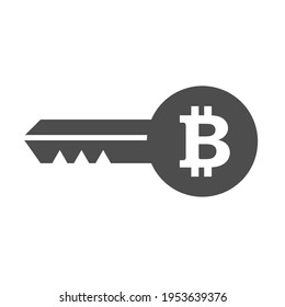 bitcoin key silhouette vector icon isolated on white. bitcoin cryptocurrency key icon for web, mobile apps, ui design and print