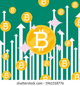 Bitcoin the king of Cryptocurrency value growth (Money Investment Concept).