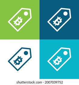 Etiqueta de Bitcoin Etiqueta plana de cuatro colores mínimo conjunto de iconos