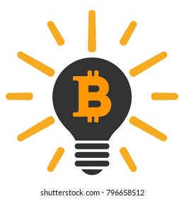 Bitcoin Lamp Light vector icon. Style is flat graphic symbol.