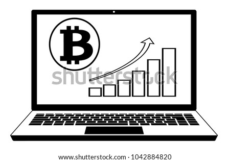 Bitcoin Laptop Diagram On Laptopexchange Bitcoin Stock Vector - 