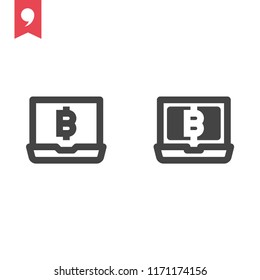 bitcoin in laptop icon