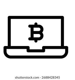 Bitcoin e ícone de laptop, simbolizando mineração de criptografia, negociação ou gerenciamento de ativos