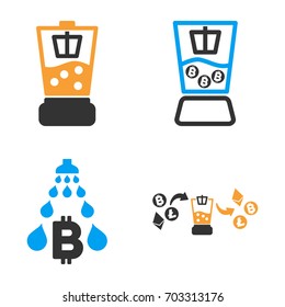Bitcoin Laundering vector icon set. Style is bicolor flat symbols.