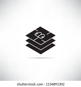 bitcoin layer plate, microchip icon