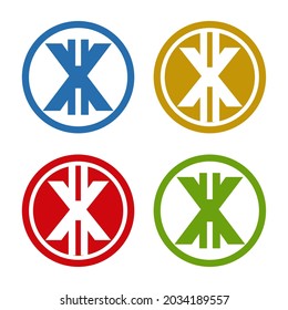 Bitcoin letters with circle in 4 color concept. Very suitable in various business purposes, also for icon, logo symbol, brand name and many more.