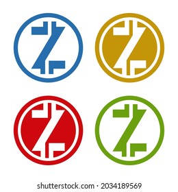 Bitcoin letters with circle in 4 color concept. Very suitable in various business purposes, also for icon, logo symbol, brand name and many more.