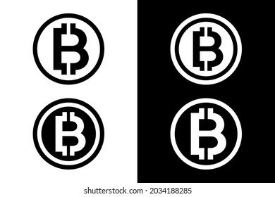 Cartas de bitcoin con círculo en blanco y negro para el concepto de diseño. Muy adecuado para diversos fines comerciales, también para ícono, logotipo, nombre de marca y muchos más.
