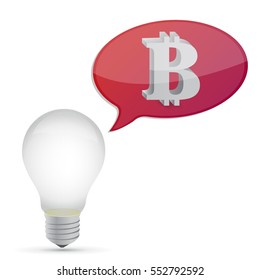 bitcoin and lightbulb message illustration design graphic over white