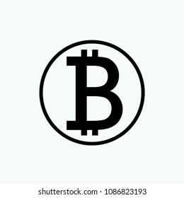 Bitcoin line icon black. Vector illustration.