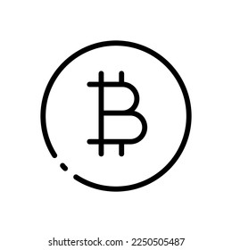 Icono de línea de bitcoin. Negocios, trabajo. ganancias, transacciones, tipos de cambio, intercambios, criptodivisa, moderna, innovación, tendencia, gráfico, beneficios, pérdidas, moneda. Concepto de finanzas. Icono de línea negra del vector