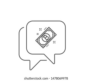 Bitcoin line icon. Chat bubble design. Cryptocurrency cash sign. Crypto money symbol. Outline concept. Thin line bitcoin icon. Vector