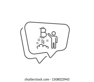 Bitcoin line icon. Chat bubble design. Cryptocurrency startup sign. Crypto project symbol. Outline concept. Thin line bitcoin project icon. Vector