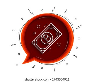 Bitcoin line icon. Chat bubble with shadow. Cryptocurrency cash sign. Crypto money symbol. Thin line bitcoin icon. Vector