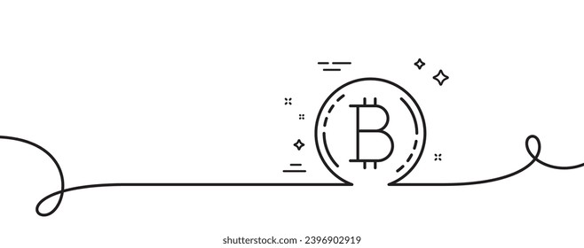 Icono de línea de bitcoin. Una línea continua con curl. Signo de moneda de criptodivisa. Símbolo de criptografía. cinta de esquema simple de bitcoin. Patrón de curva de bucle. Vector