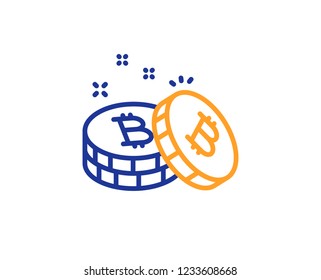 Bitcoin line icon. Cryptocurrency coin sign. Crypto money symbol. Colorful outline concept. Blue and orange thin line color Bitcoin icon. Vector