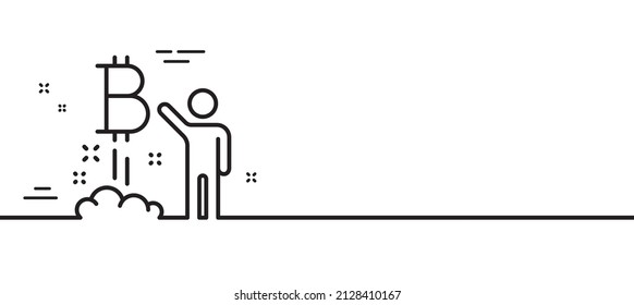 Bitcoin line icon. Cryptocurrency startup sign. Crypto project symbol. Minimal line illustration background. Bitcoin project line icon pattern banner. White web template concept. Vector