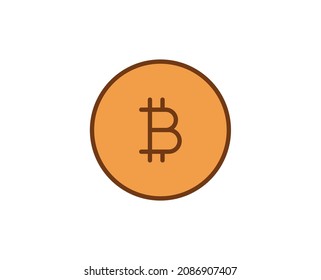 Icono de línea de bitcoin sobre fondo blanco
