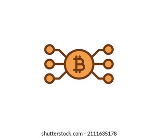 Bitcoin line icon on white background 