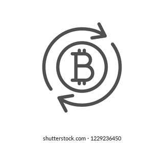 Bitcoin line icon. Refresh cryptocurrency coin sign. Crypto money symbol. Quality design flat app element. Editable stroke Refresh bitcoin icon. Vector