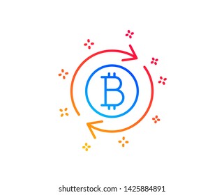 Bitcoin line icon. Refresh cryptocurrency coin sign. Crypto money symbol. Gradient design elements. Linear refresh bitcoin icon. Random shapes. Vector