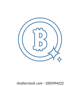 Bitcoin Line Icon Vector with Shiny Icon. Coin.