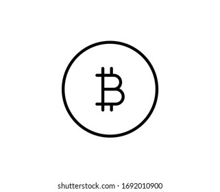 Icono de línea de bitcoin. Símbolo vectorial en estilo plano y moderno sobre fondo blanco. Bitcoin canta para el diseño.
