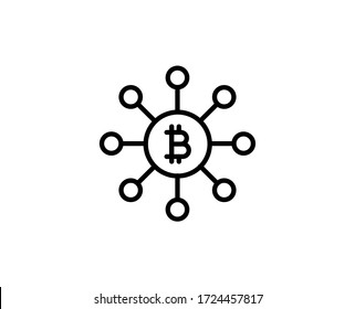 Icono de línea de bitcoin. Símbolo vectorial en estilo plano y a la moda sobre fondo blanco. Canto web para diseño.