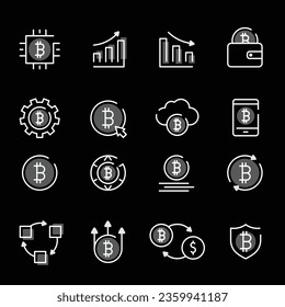 Bitcoin line icons set. Modern graphic design concepts, simple outline elements collection. Vector line icons