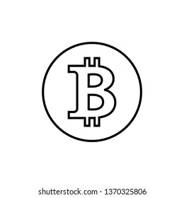 Bitcoin line, linear icon, vector sign, payment symbol, coin logo. Crypto currency, virtual electronic, internet money. black emblem isolated on white. Cryptocurrency e-commerce concept