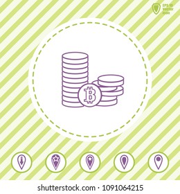 Bitcoin line vector icon, cryptomoney.  Illustration in Flat design style. Image suitable for cryptomoney business