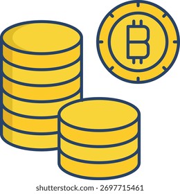 bitcoin linear color icon design